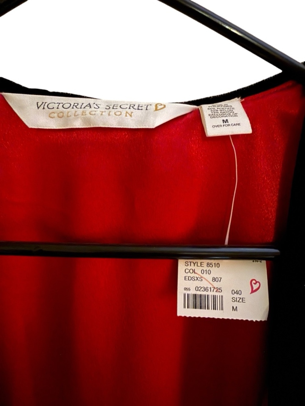 NWT-Victoria’s Secret Collection Velvet Robe Black Red Embroidered Long Belted M - Picture 3 of 11